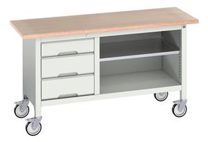 Verso Mobile Work Benches for assembly and production Verso 1500x600 Mobile Storage Bench M12